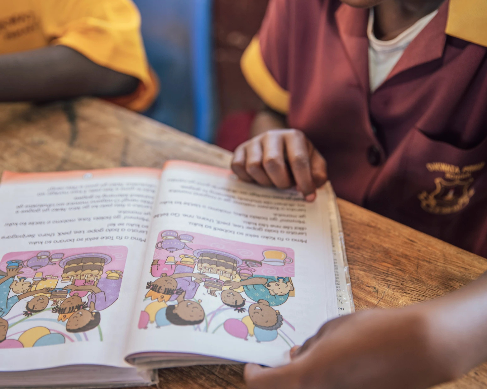 Reading cards on classroom wall